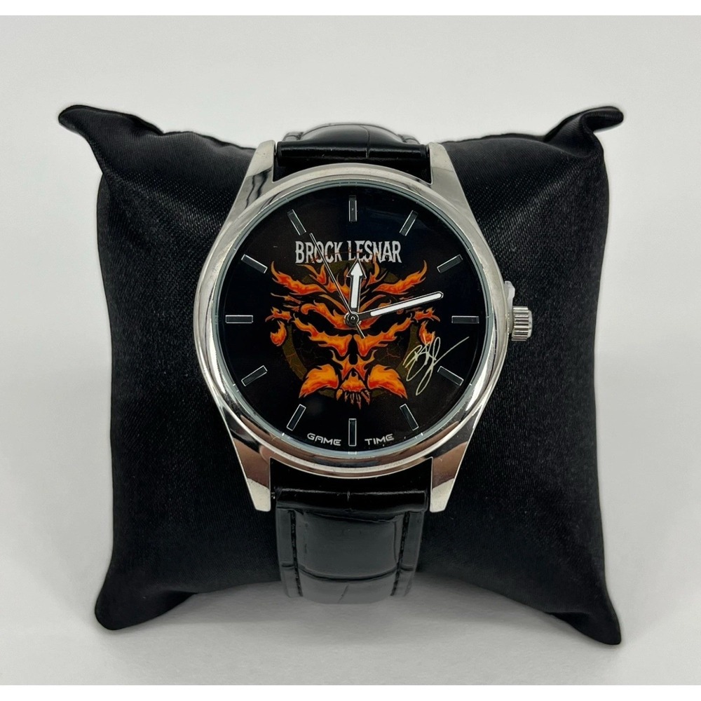WWE Brock Lesnar Watch Men's Size Black Leather Band Game Time New